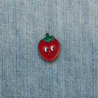 Strawberry Enamel Pin Denim